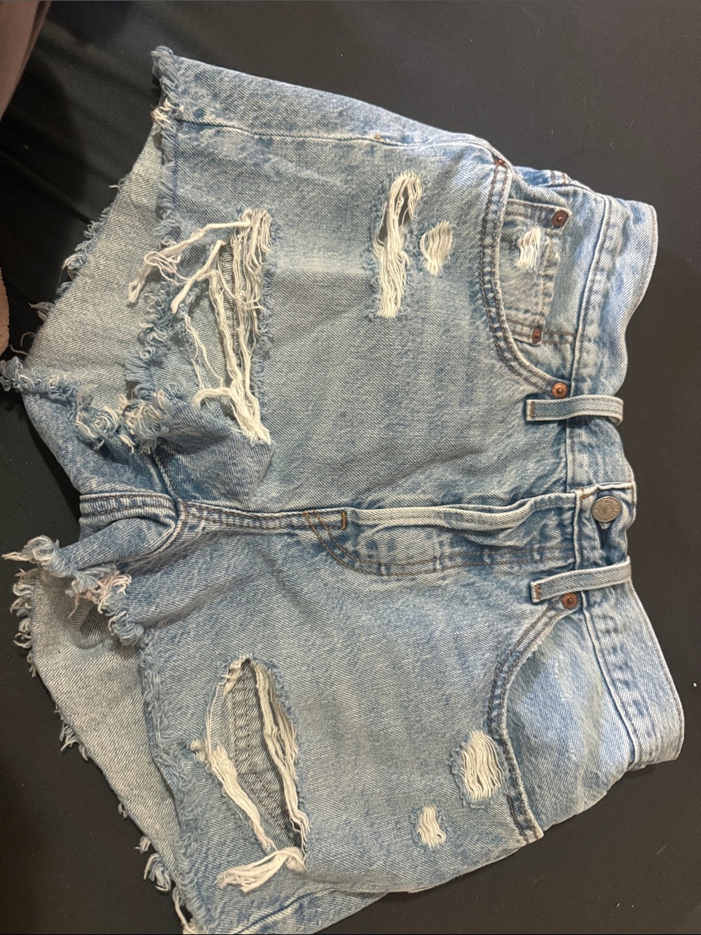 Levi's Light Blue Distressed Denim Cutoff Shorts